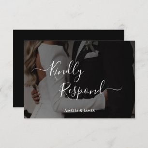 Bold modern Black & White Photo Wedding RSVP 