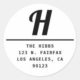Bold Modern Black & White Return Address Classic Round Sticker