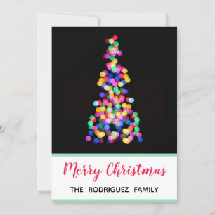 Bold Modern Blurred Christmas Tree Lights Holiday Card