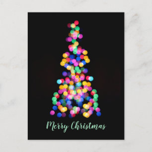 Bold Modern Blurred Christmas Tree Lights Holiday Postcard