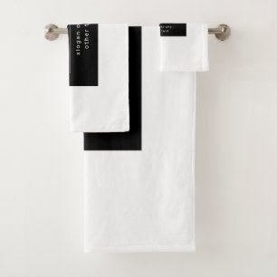 Bold Modern Brand or Business Name Black & White Bath Towel Set