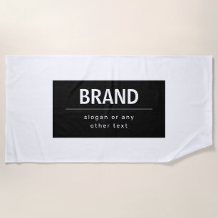 Bold Modern Brand or Business Name   Black & White Beach Towel