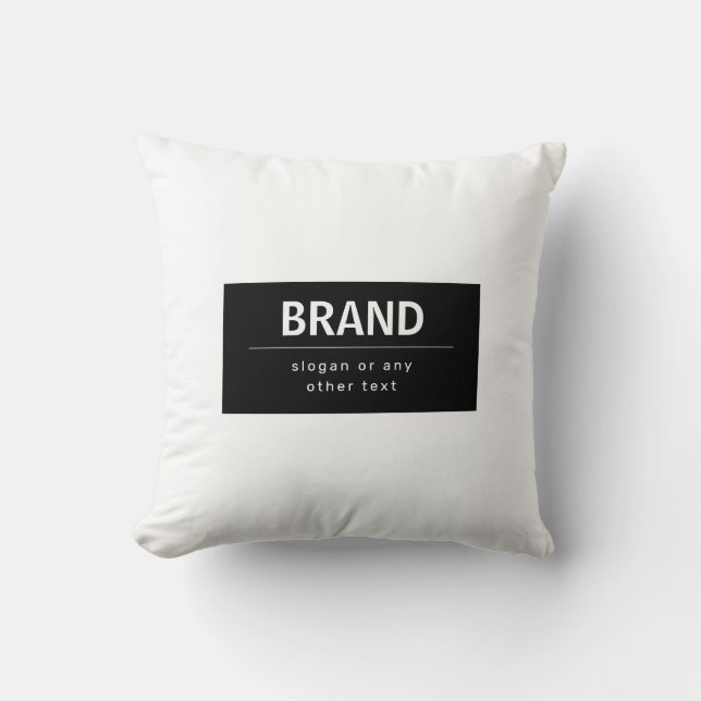 Bold Modern Brand or Business Name | Black & White Cushion (Front)