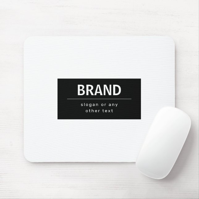 Bold Modern Brand or Business Name | Black & White Mouse Mat (With Mouse)