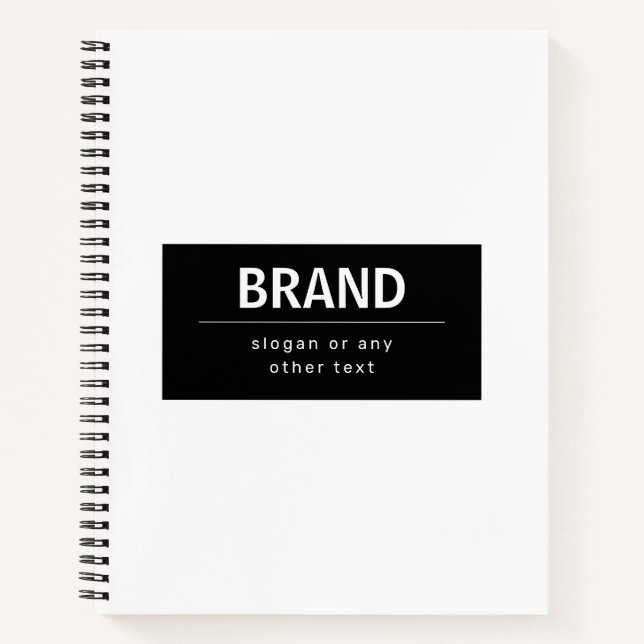 Bold Modern Brand or Business Name | Black & White Notebook (Front)
