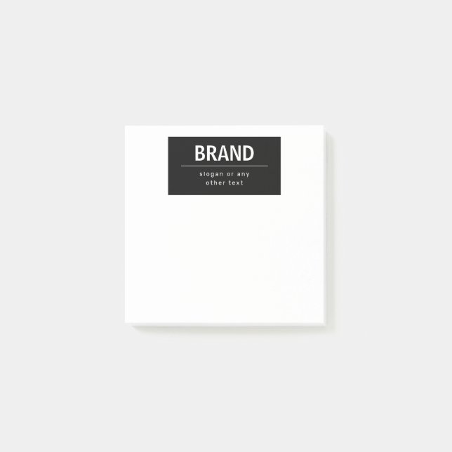 Bold Modern Brand or Business Name | Black & White Post-it Notes (Front)