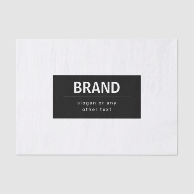 Bold Modern Brand or Business Name | Black & White Tissue Paper (Front)