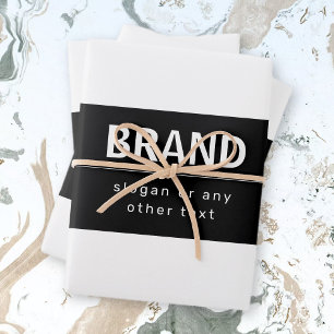Bold Modern Brand or Business Name Black & White Wrapping Paper Sheet