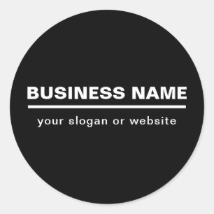 Bold Modern Business Name Template   B&W Classic Round Sticker