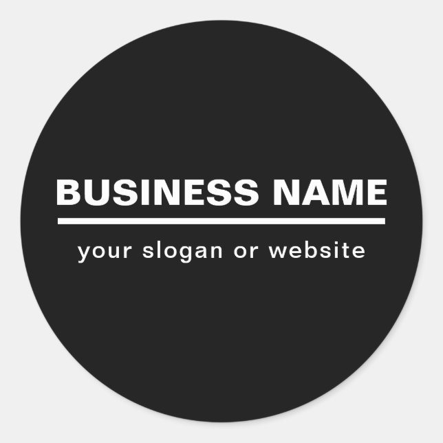 Bold Modern Business Name Template | B&W Classic Round Sticker (Front)