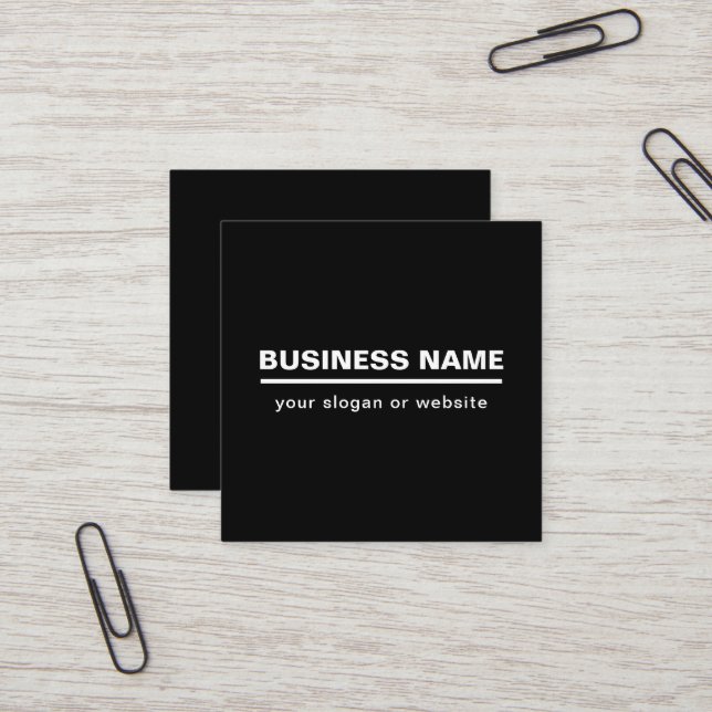 Bold Modern Business Name Template | B&W Square Business Card (Front/Back In Situ)