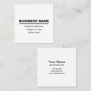Bold Modern Business Name Template   B&W Square Business Card