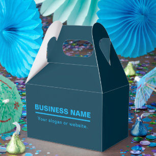 Bold Modern Business Name Template Blue Favour Box