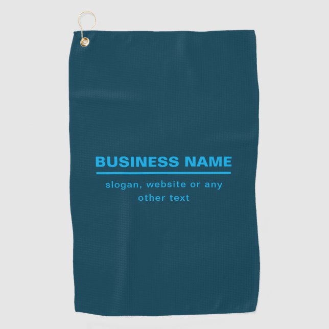 Bold Modern Business Name Template | Blue Golf Towel (Front)