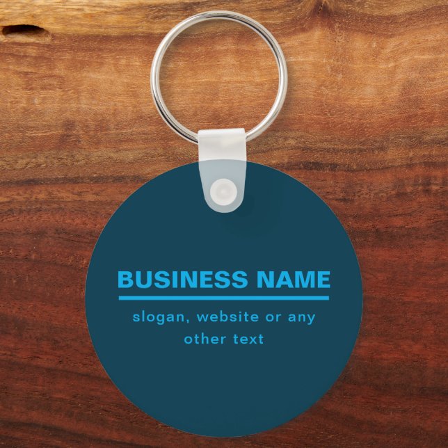 Bold Modern Business Name Template | Blue Key Ring (Front)
