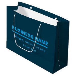 Bold Modern Business Name Template Blue Large Gift Bag
