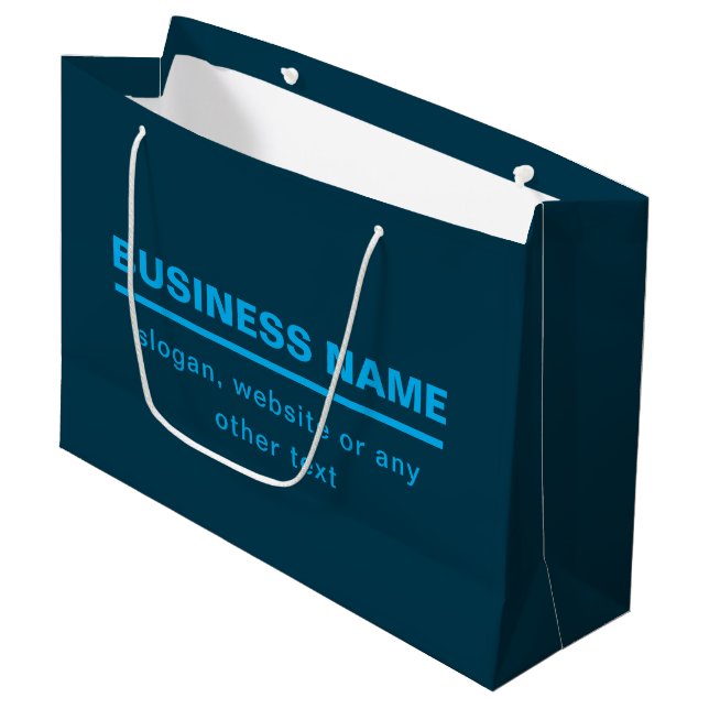 Bold Modern Business Name Template | Blue Large Gift Bag (Front Angled)