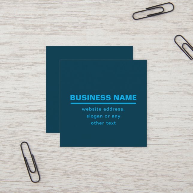 Bold Modern Business Name Template | Blue Square Business Card (Front/Back In Situ)