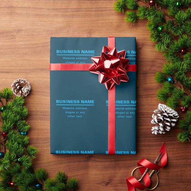 Bold Modern Business Name Template | Blue Wrapping Paper (Holiday Gift)