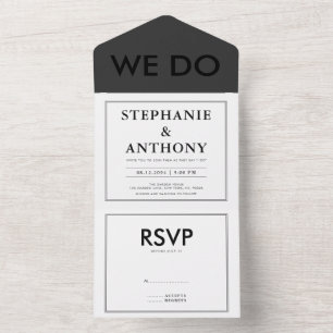 Bold Modern BW  ‘We Do’ Wedding    Clean Layout  All In One Invitation
