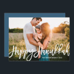 Bold Modern Calligraphy Happy Hanukkah Photo  Holiday Card<br><div class="desc">Happy Hanukkah! Send Hanukkah wishes to family and friends with this customisable calligraphy Hanukkah card. It features modern calligraphy. Personalise by adding names and a photo. This photo Happy Hanukkah card is available in other cardstock.</div>
