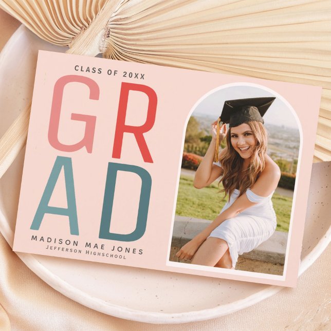 Bold Modern Chic Photo Graduation Party Invitation (Creator Uploaded)