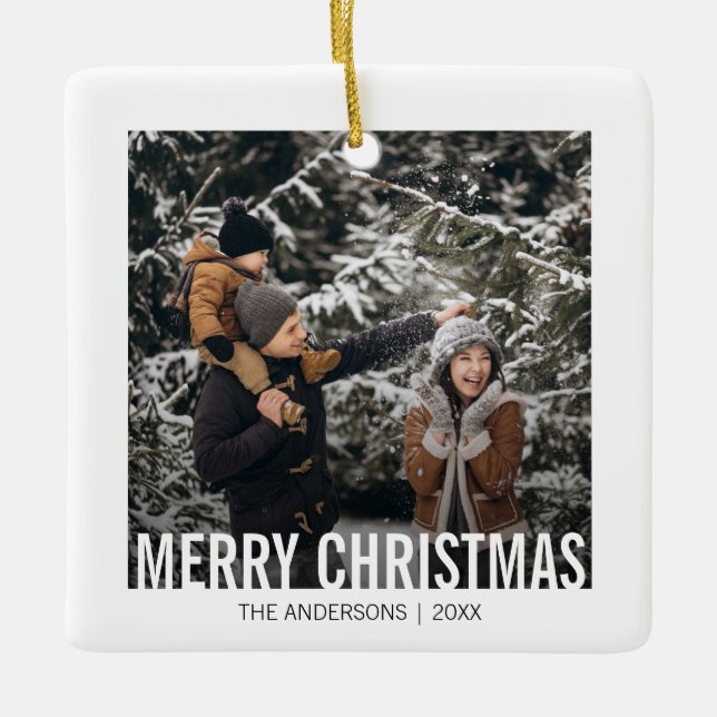 Bold Modern Christmas Holiday Ceramic Ornament (Front)