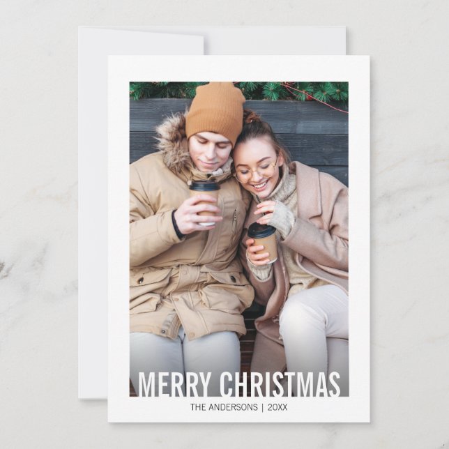 Bold Modern Christmas Holiday Photo Card (Front)