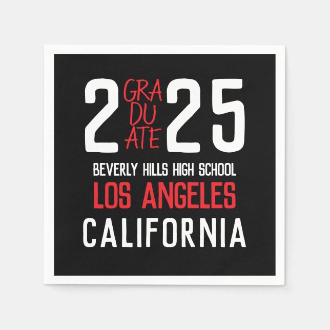 Bold Modern Class of 2025 Graduation Napkin (Front)