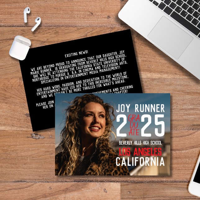 Bold Modern Class of 2025 High School Graduation Announcement (Creator Uploaded)