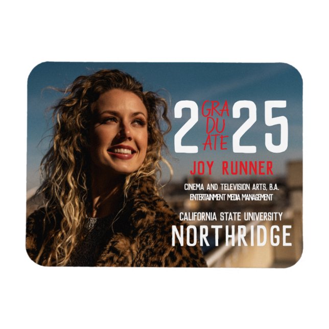 Bold Modern Class of 2025 Photo Graduation Magnet (Horizontal)