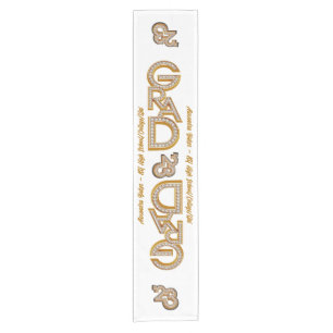 Bold Modern Coffee Latte Gold 2023 Grad Graduation Short Table Runner