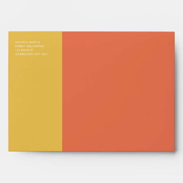 Bold Modern Colour Block Burnt Sienna Wedding Envelope (Front)