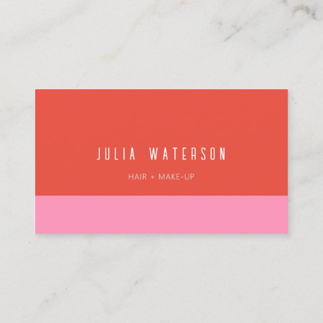 Bold Modern Colour Block - Pink and Red, no logo Business Card (Back)