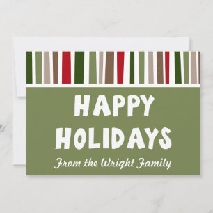 Bold Modern Colourful Happy Holidays, Personalised Holiday Card