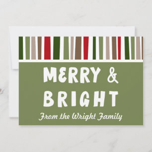 Bold Modern Colourful Merry & Bright, Personalised Holiday Card
