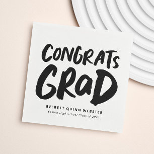 Bold modern congrats grad personalised graduation napkin