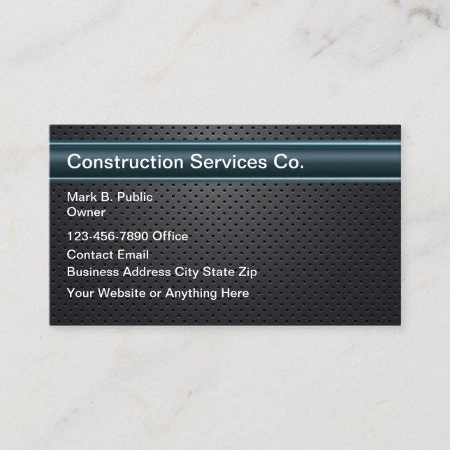 Bold Modern Construction Business Cards (Front)
