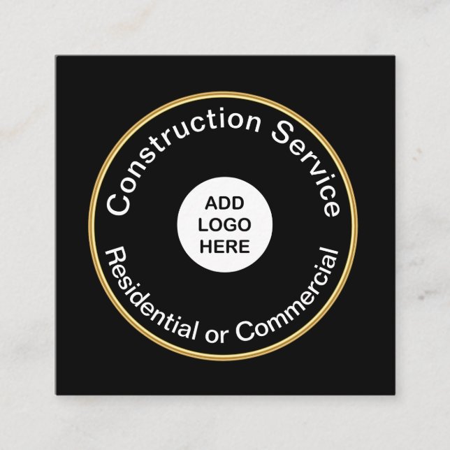 Bold Modern Construction Square Business Card (Front)