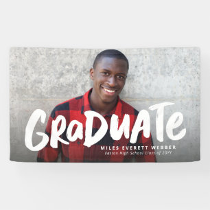 Bold modern cool graduate one photo graduation banner