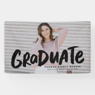 Bold modern cool graduate one photo graduation banner