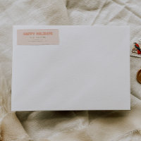Bold Modern Coral Happy Holidays Return Address