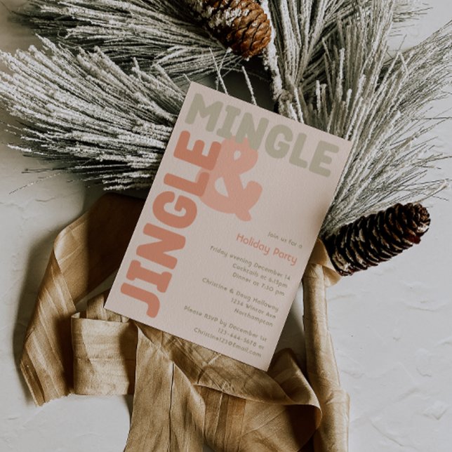 Bold Modern Coral Jingle and Mingle Holiday Party Invitation (Creator Uploaded)