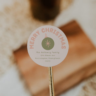 Bold Modern Coral Merry Christmas Envelope Seals