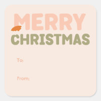 Bold Modern Coral Merry Christmas To From Holiday