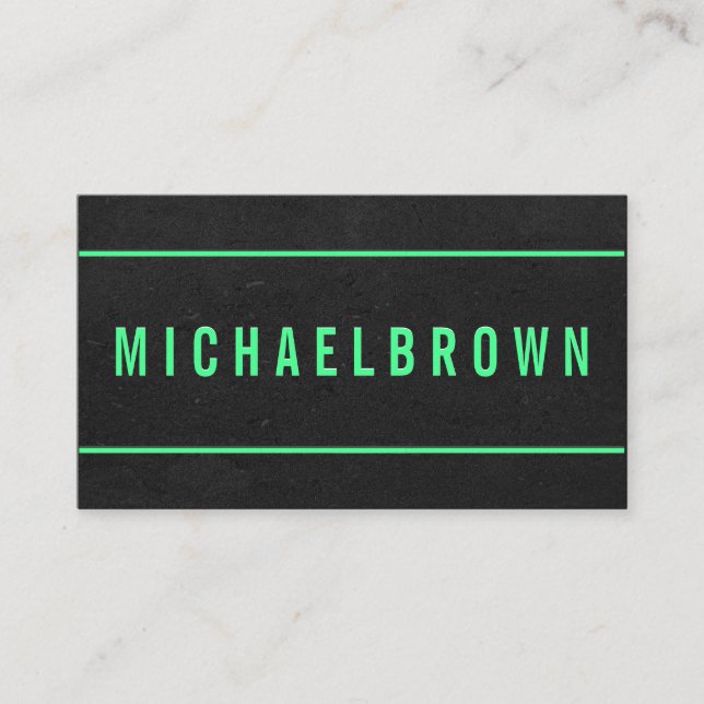 Bold Modern Dark Grey with Neon Green Accents Business Card (Front)