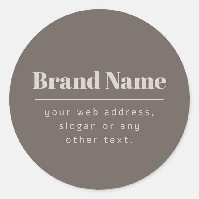 Bold Modern Dark & Light Beige Brand or Business Classic Round Sticker (Front)