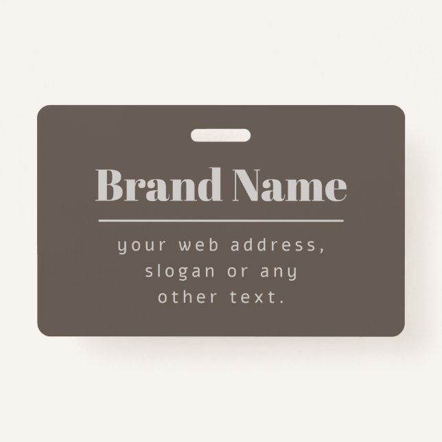 Bold Modern Dark & Light Beige Brand or Business ID Badge (Front)