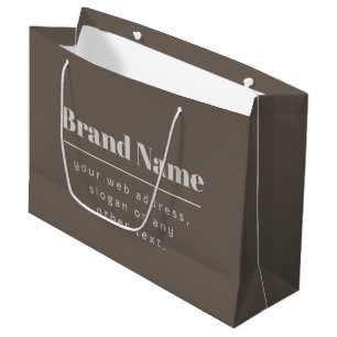 Bold Modern Dark & Light Beige Brand or Business Large Gift Bag