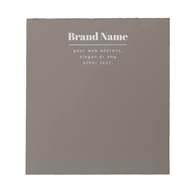 Bold Modern Dark & Light Beige Brand or Business Notepad (Front)